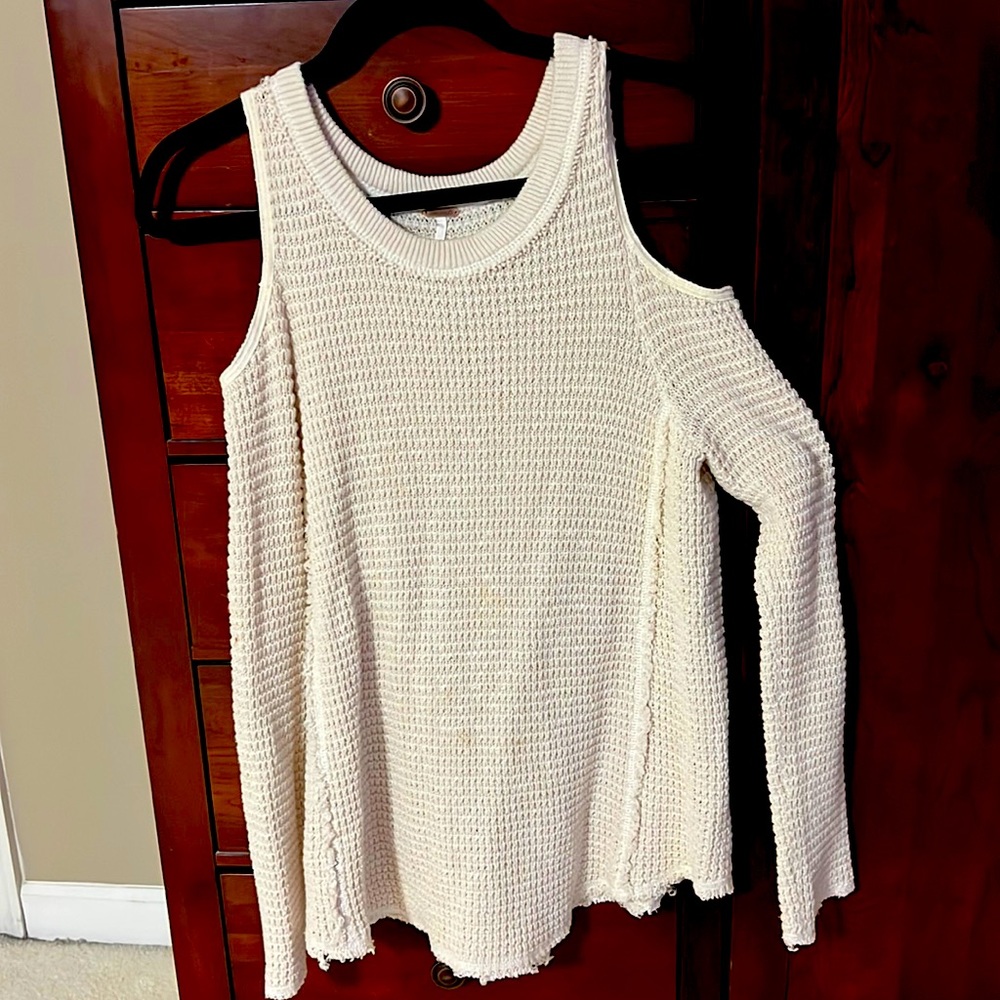 Free People Waffle off white off shoulder top